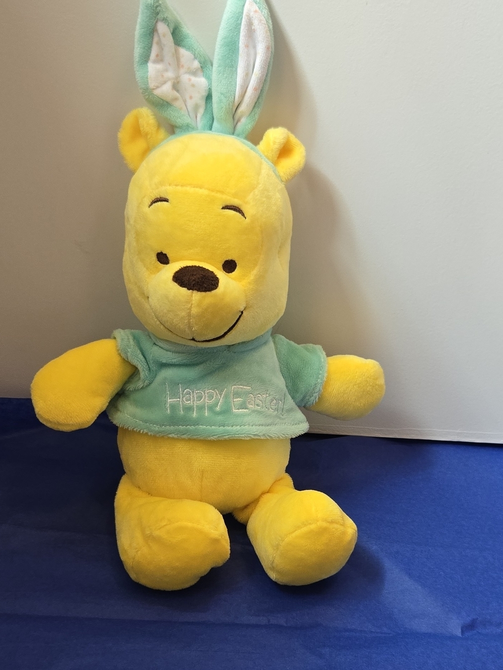 Disney Yellow Winnie the Pooh Plush with Mint Bunny Ears and Shirt